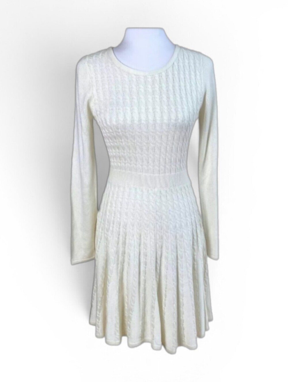 Calvin Klein Cream Long Sleeve Dress